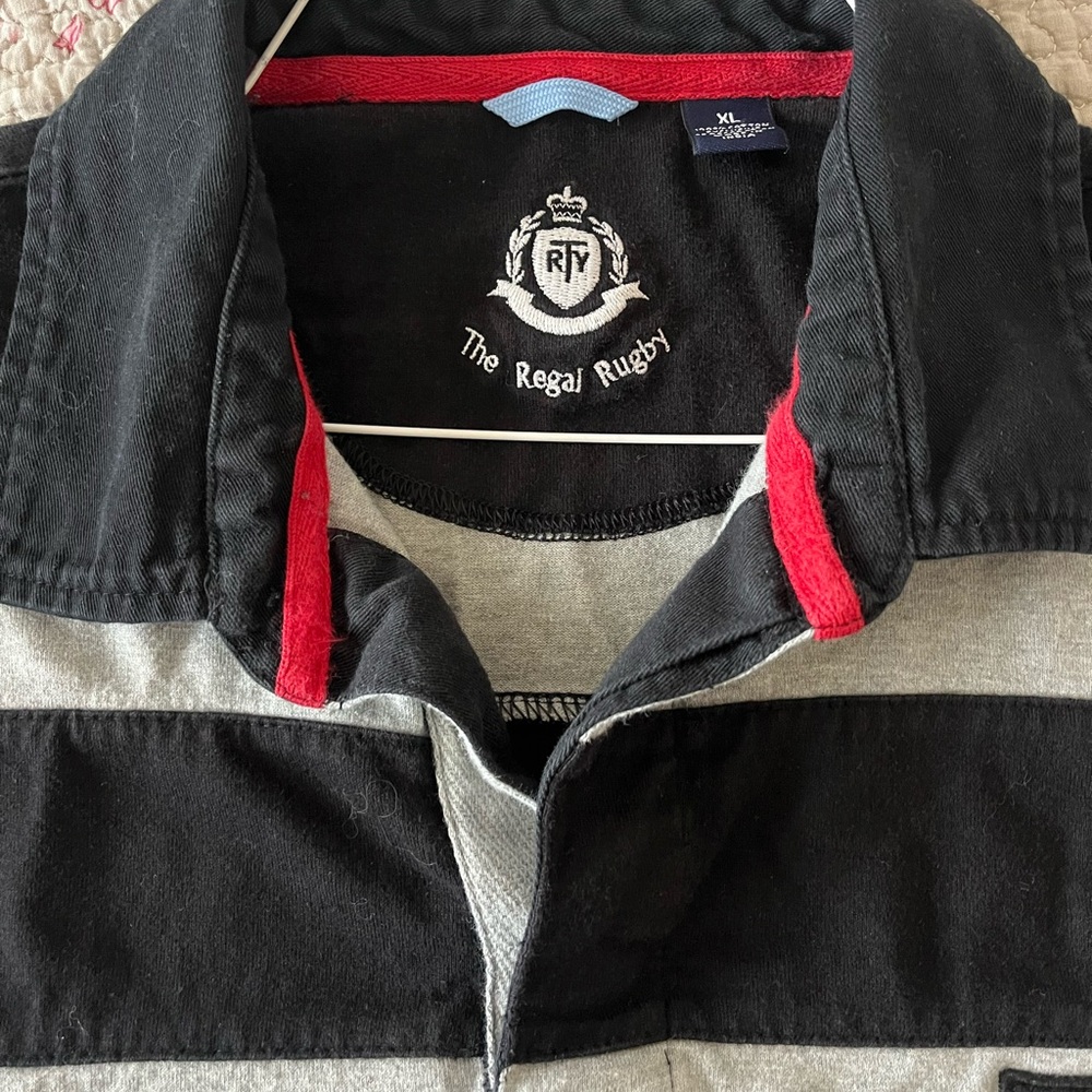 Regal Rugby Black and Gray Striped Polo Shirt - Picture 3 of 7